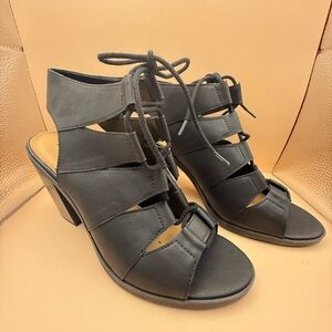 Soda "Quince" Faux Leather Peep Toe Lace Up Gladiator Slingback Heels